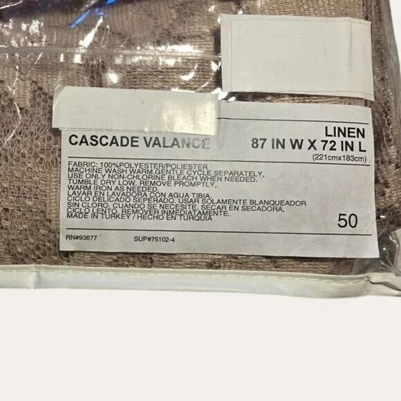 Linen Floral Lace Curtain Set Sheer Beige Panels For Living Room Bedroom Decor - Picture 3 of 4